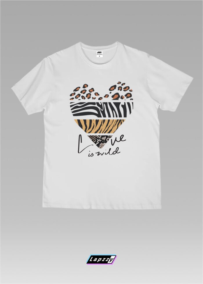 Animal Coloured Heart Unisex White Tee