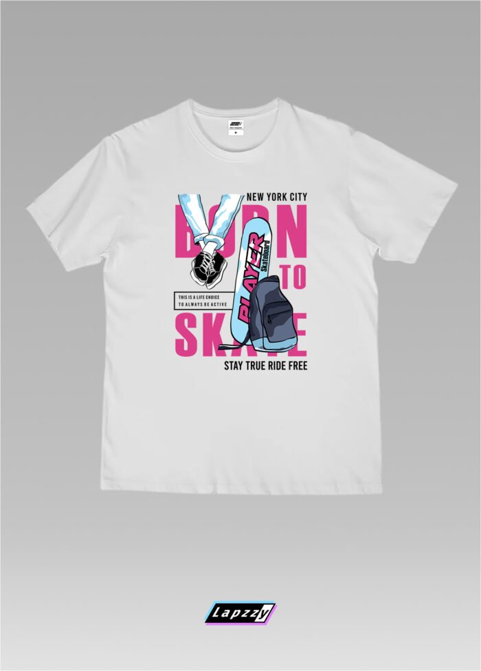 Born To Skate Unisex White Tee