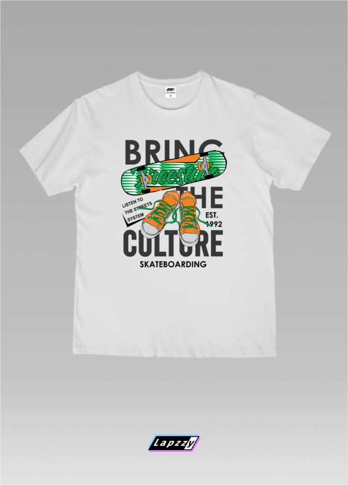 Bring The Culture Skate Boarding Unisex White Tee