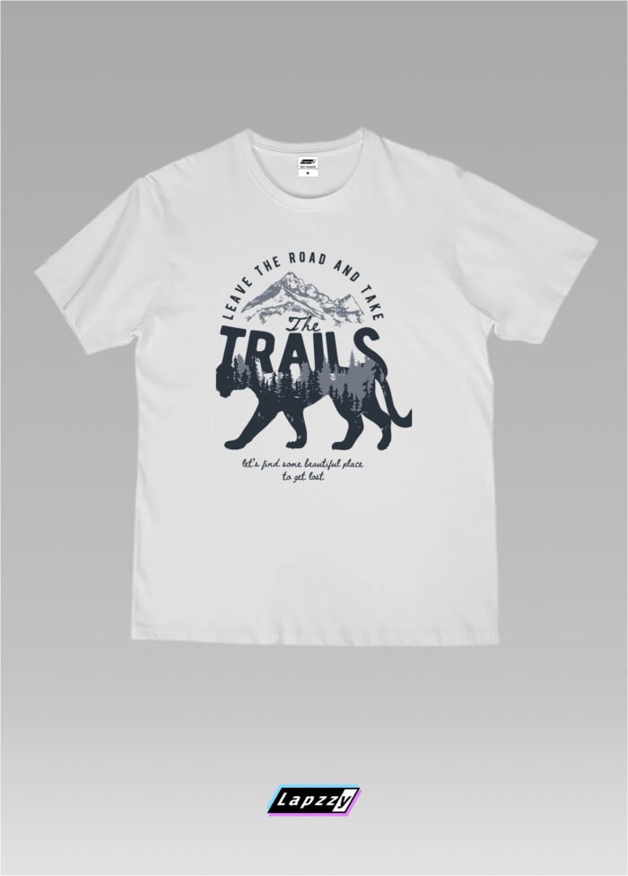 Classic Mountain With Tiger Unisex White Tee
