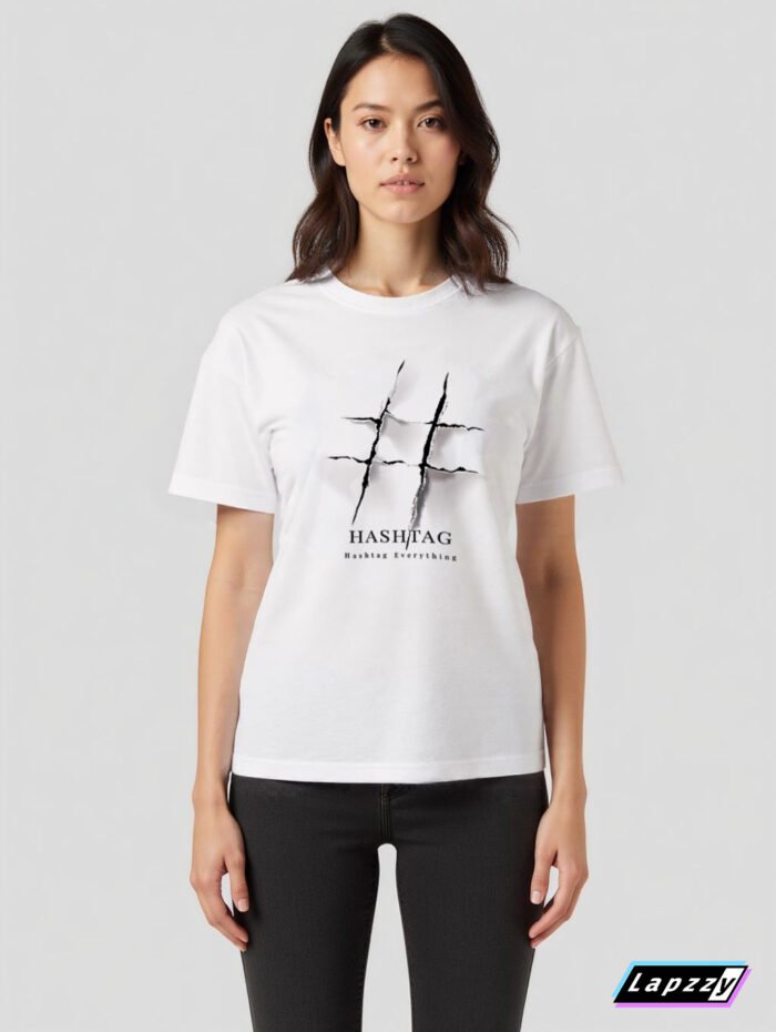 HashTag_w_f Hashtag Unisex White Tee