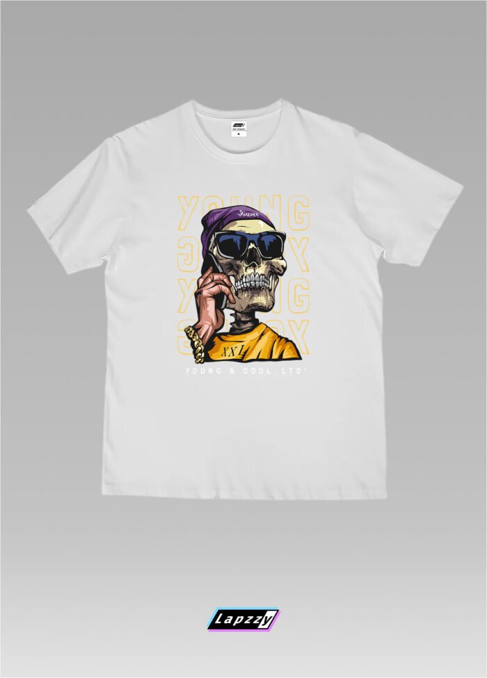 Hip Hop Style Skull Calling Unisex White Tee