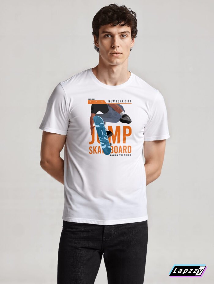 Jump Skateboard Unisex White Tee