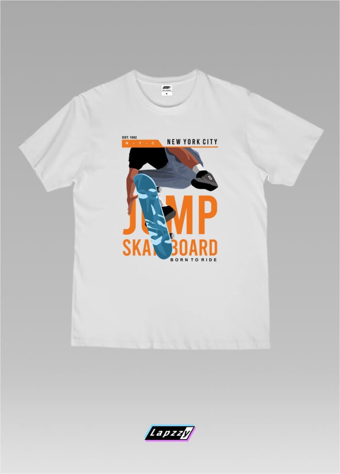 Jump Skateboard Unisex White Tee