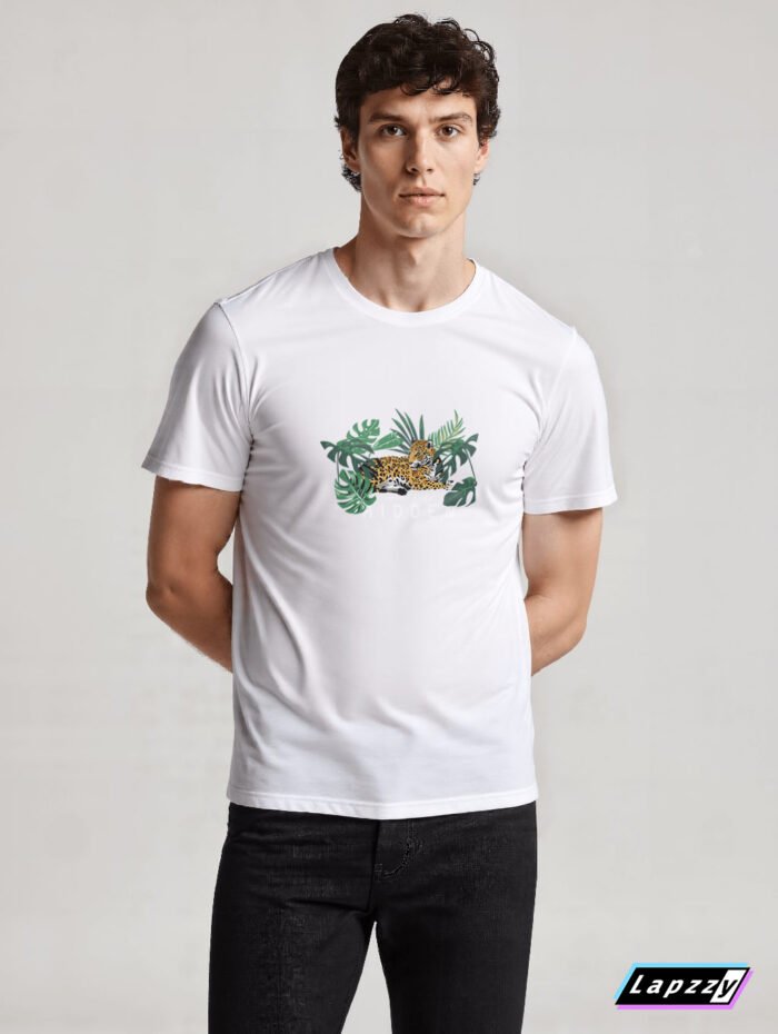 Leopard In The Wood Unisex White Tee