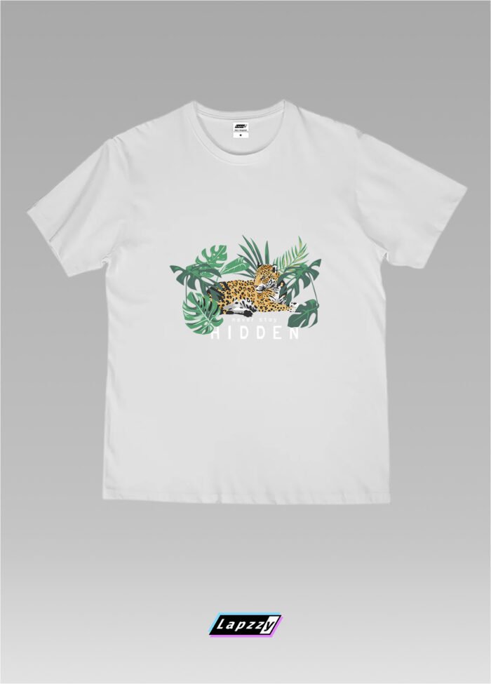 Leopard In The Wood Unisex White Tee
