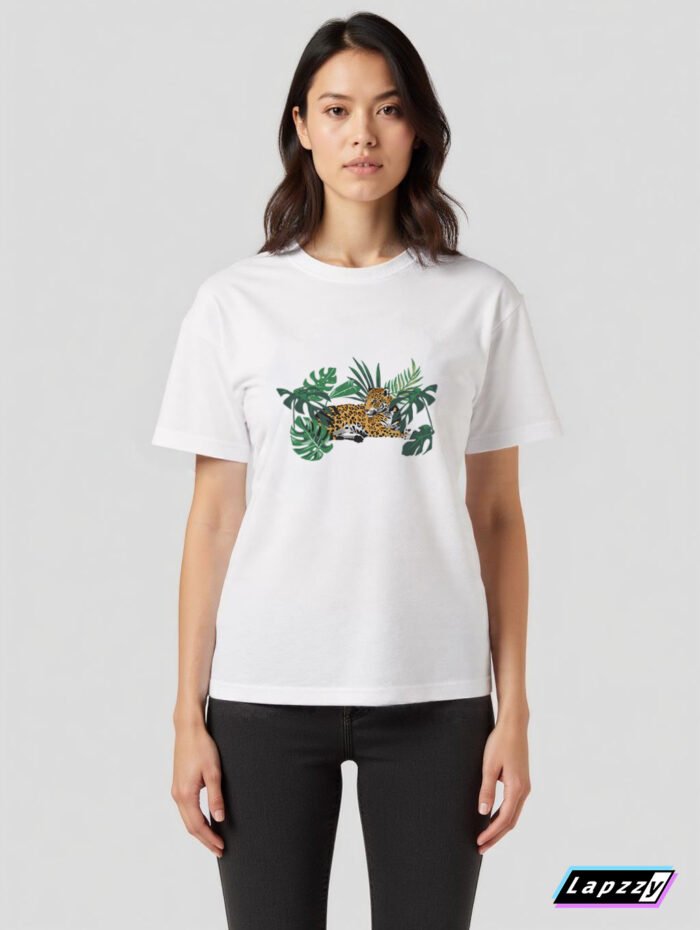 Leopard In The Wood Unisex White Tee