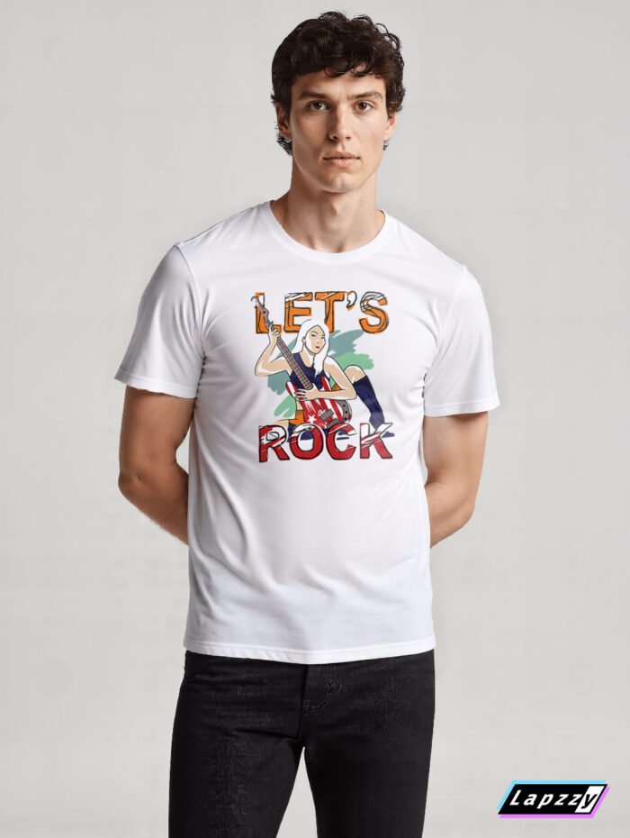 Lets Rocl Unisex White Tee