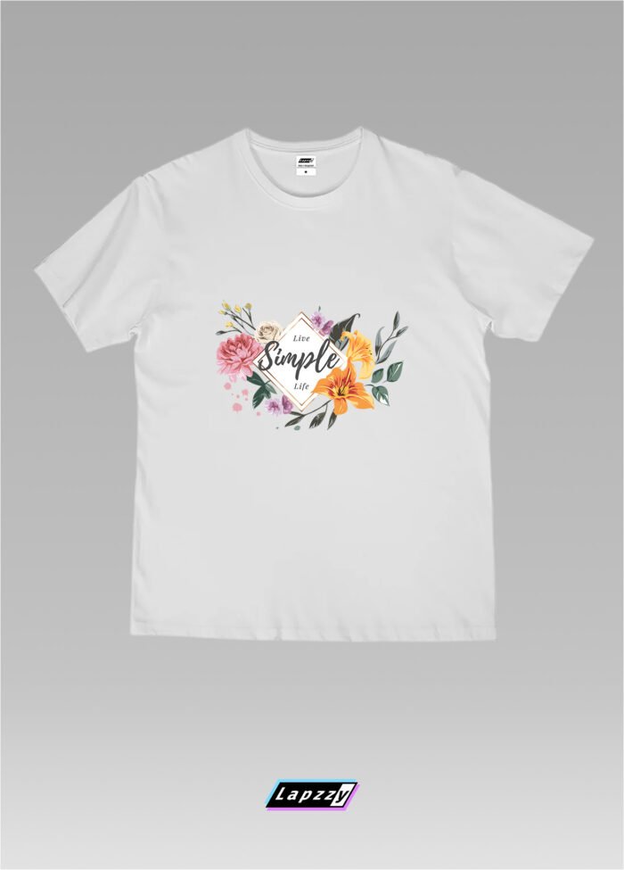 Live Simple Life Flowers Unisex White Tee