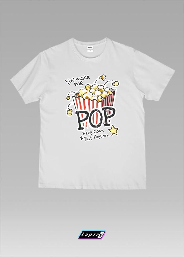 Popcorn Playful Unisex White Tee