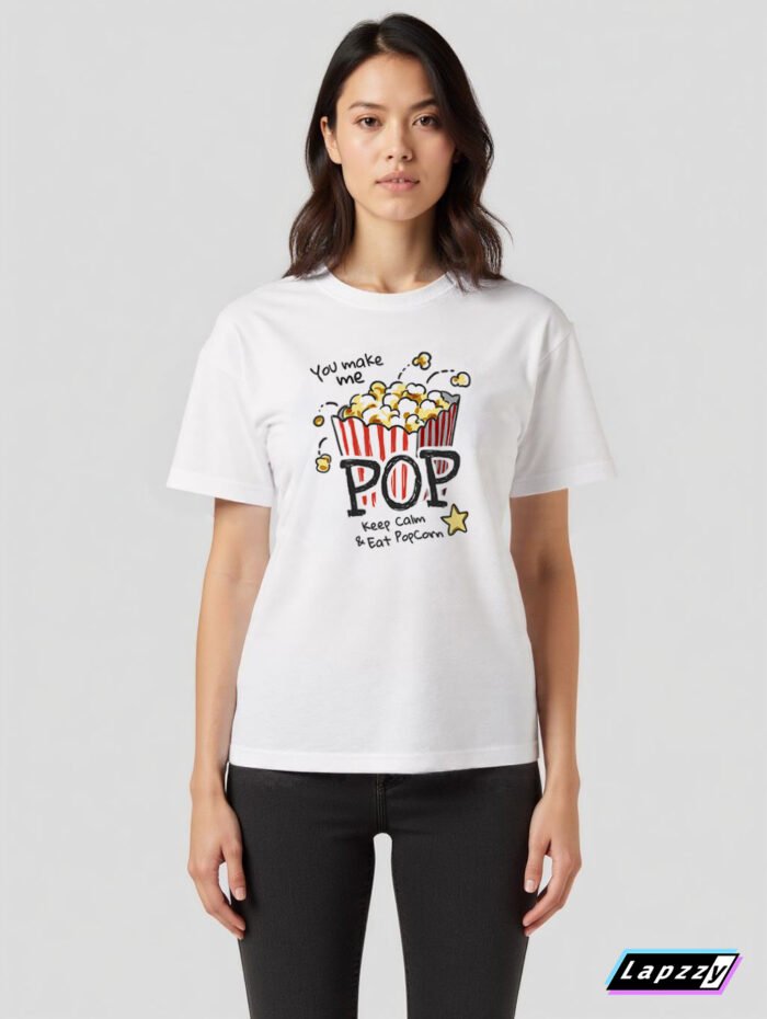 Popcorn Playful Unisex White Tee