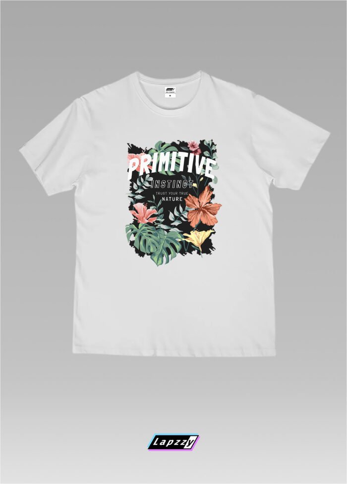 Primitive Instinct Flowers Unisex White Tee