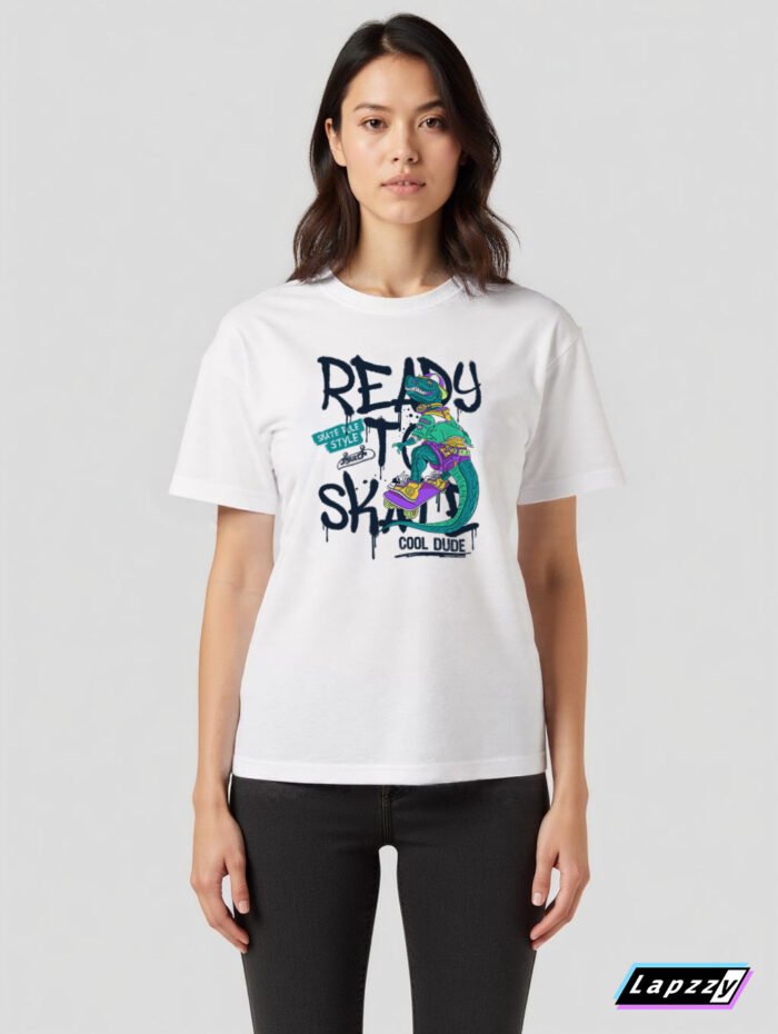 Ready Skate Dino Unisex White Tee