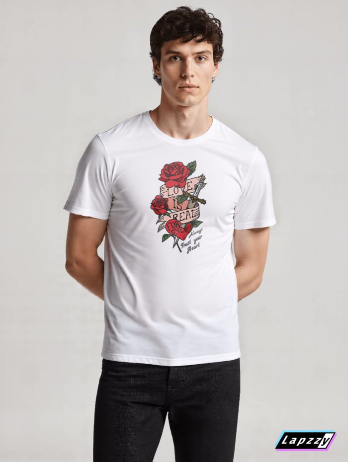 Rose With Sword Unisex White Tee