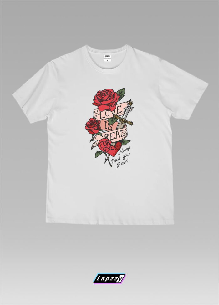 Rose With Sword Unisex White Tee