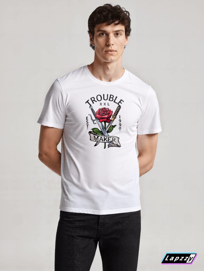 Rose And Sword Unisex White Tee