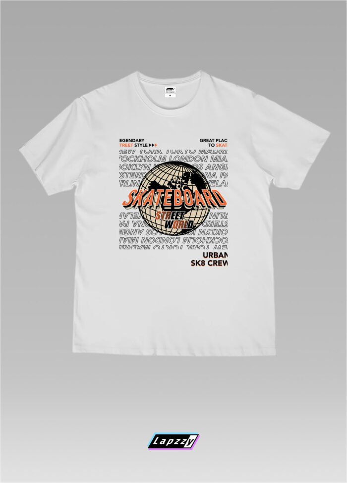 Skateboard Earth Unisex White Tee