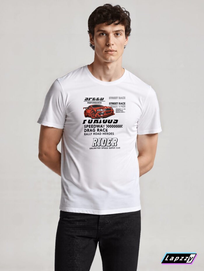 Street Race Car Unisex White Tee
