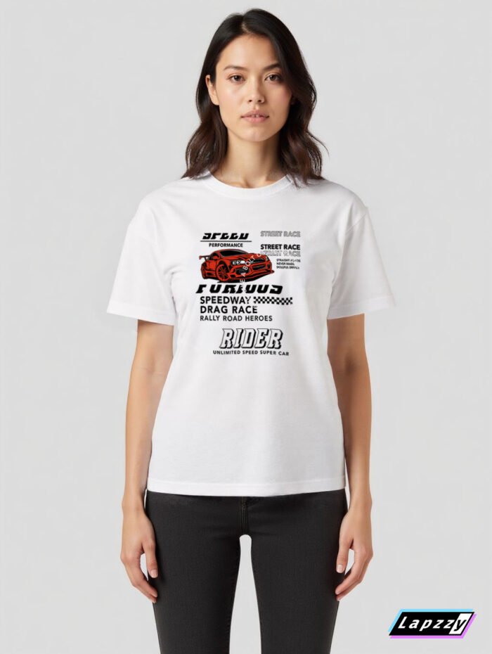 Street Race Car Unisex White Tee