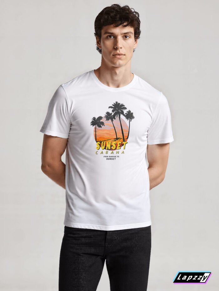 Sunset Cabana Chill Unisex White Tee