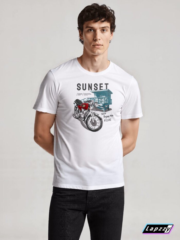 Sunset Riding Unisex White Tee