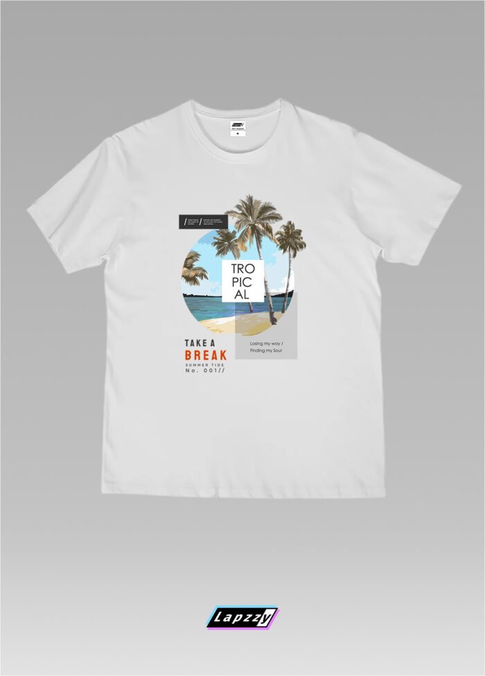 Tropical Beach Chill Unisex White Tee